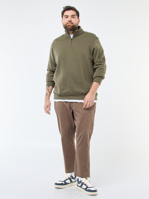 Sweat liso com gola alta com fecho - Kiabi