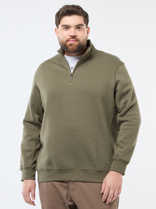 Sweat liso com gola alta com fecho - Kiabi