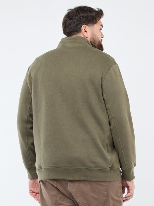 Sweat liso com gola alta com fecho - Kiabi