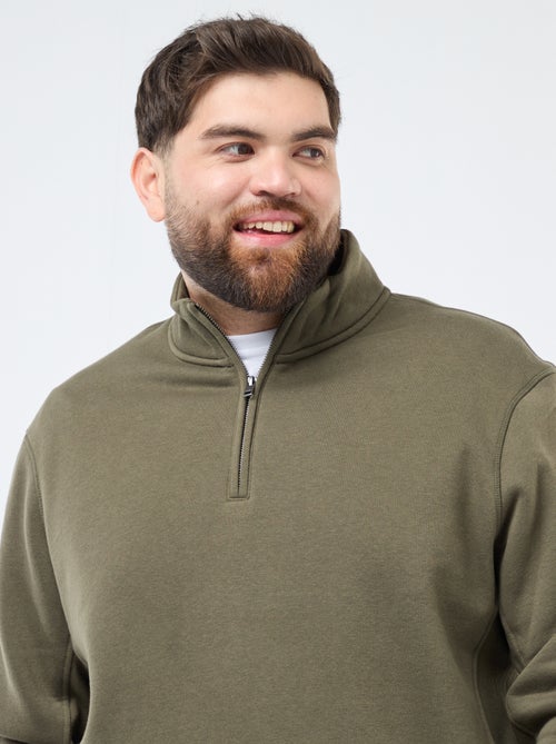 Sweat liso com gola alta com fecho - Kiabi