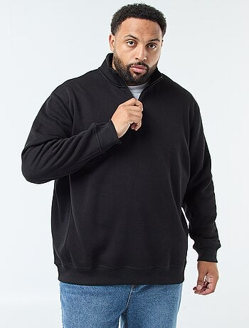 Sweat liso com gola alta com fecho