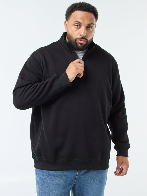 Sweat liso com gola alta com fecho - Kiabi