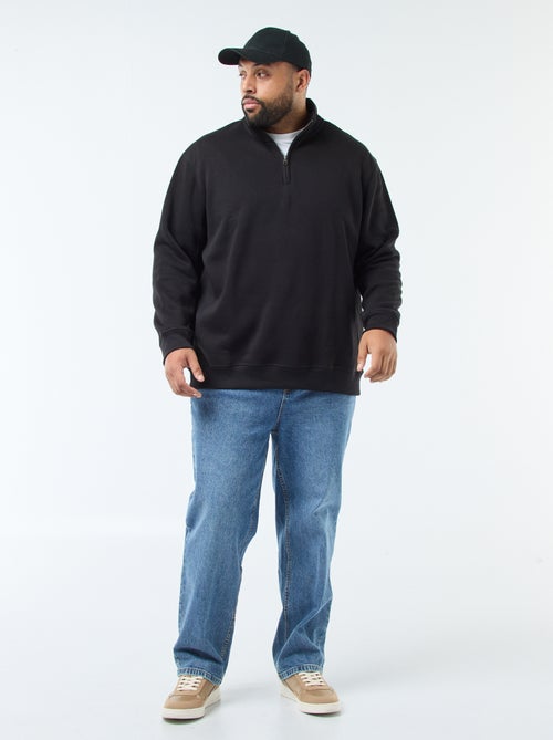 Sweat liso com gola alta com fecho - Kiabi