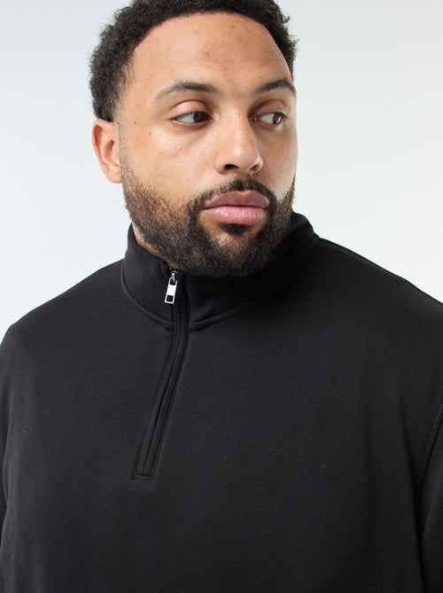 Sweat liso com gola alta com fecho - Kiabi