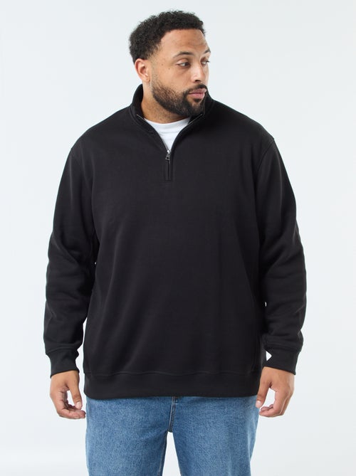 Sweat liso com gola alta com fecho - Kiabi