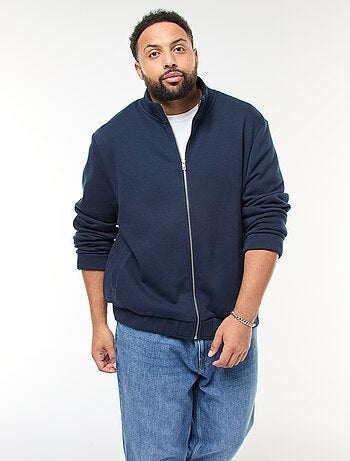 Sweatshirt liso com gola alta e abertura com zíper