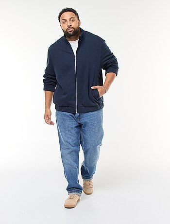 Sweatshirt liso com gola alta e abertura com zíper