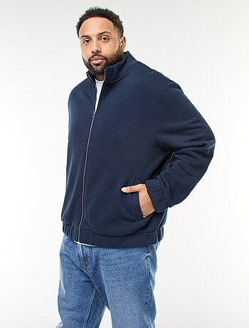 Sweatshirt liso com gola alta e abertura com zíper