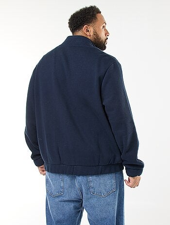 Sweatshirt liso com gola alta e abertura com zíper