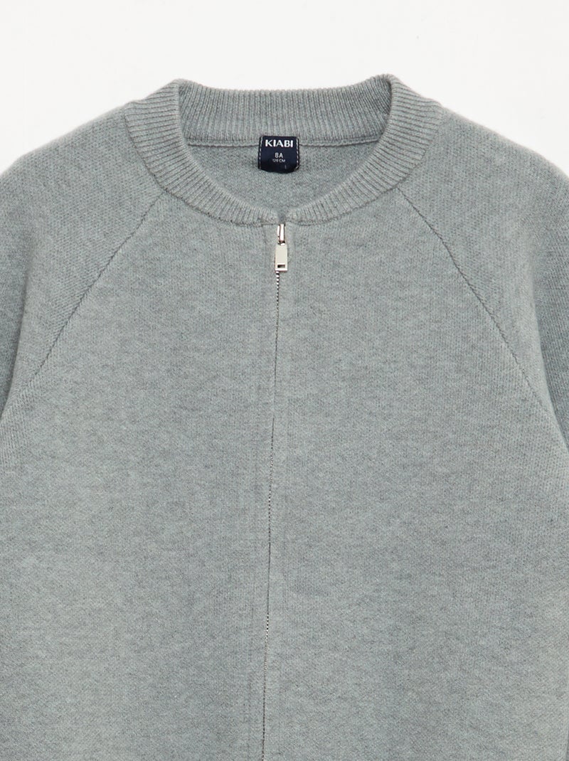 Sweat liso com gola com zíper Cinza - Kiabi