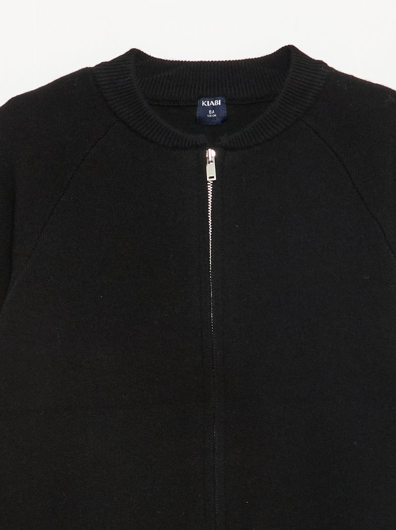 Sweat liso com gola com zíper Preto - Kiabi
