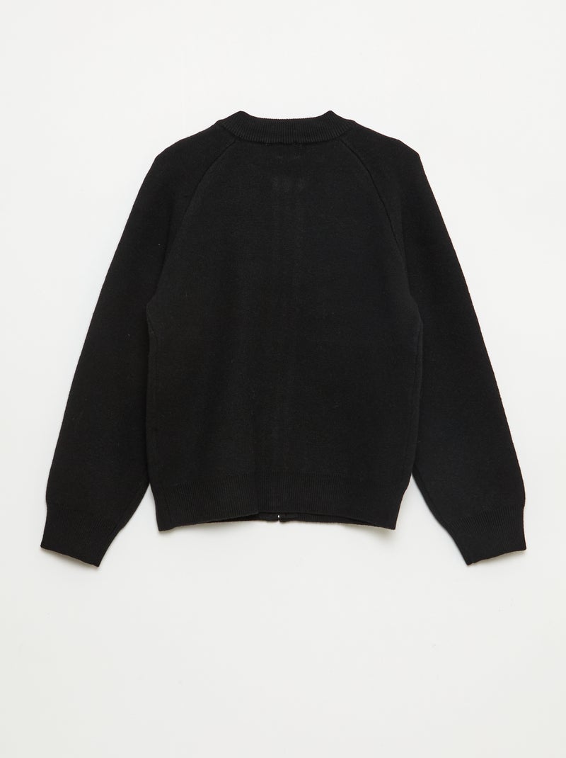 Sweat liso com gola com zíper Preto - Kiabi