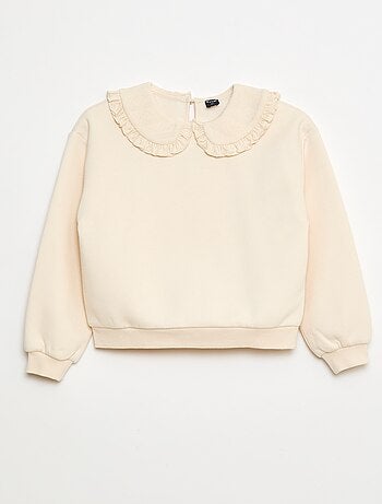 Sweatshirt liso com gola fantasia