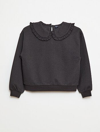 Sweatshirt liso com gola fantasia