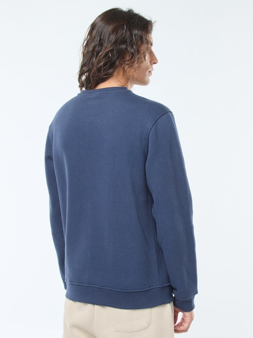 Sweat liso de gola redonda em moletom cardado - Kiabi