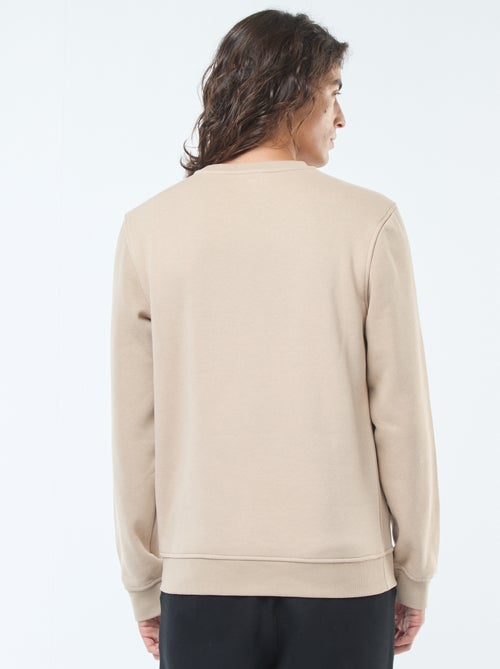 Sweat liso de gola redonda em moletom cardado - Kiabi