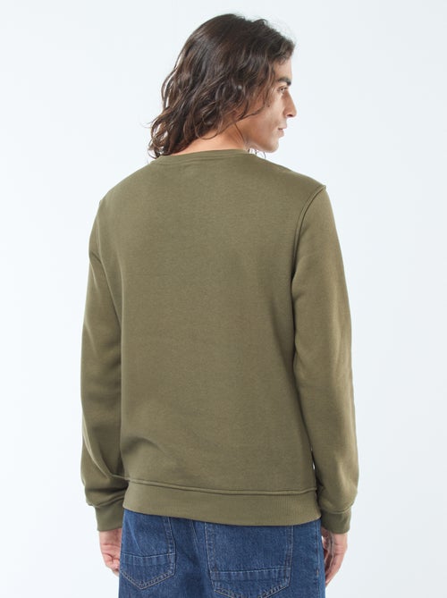 Sweat liso de gola redonda em moletom cardado - Kiabi