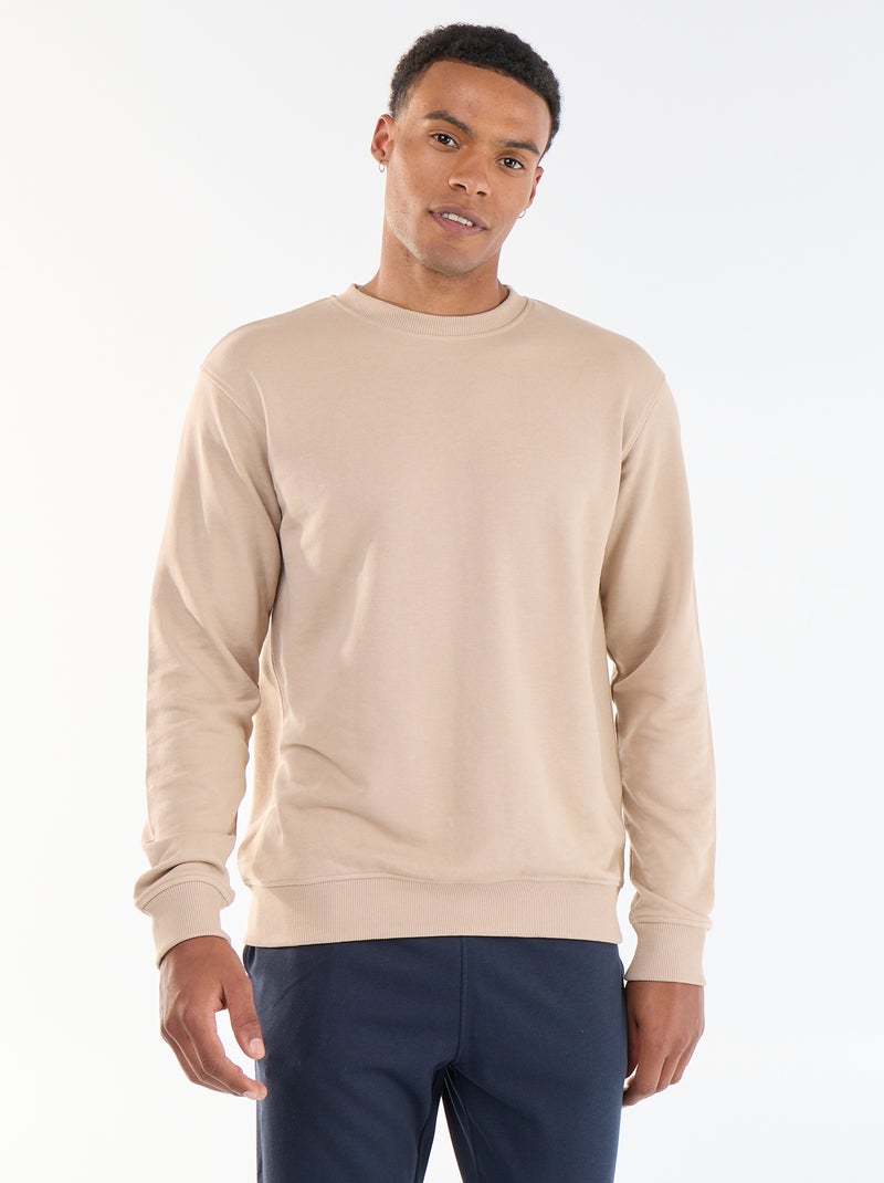 Sweat liso em French Terry Bege - Kiabi