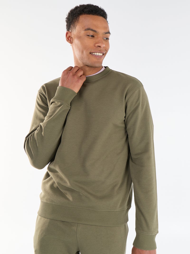 Sweat liso em French Terry Caqui - Kiabi