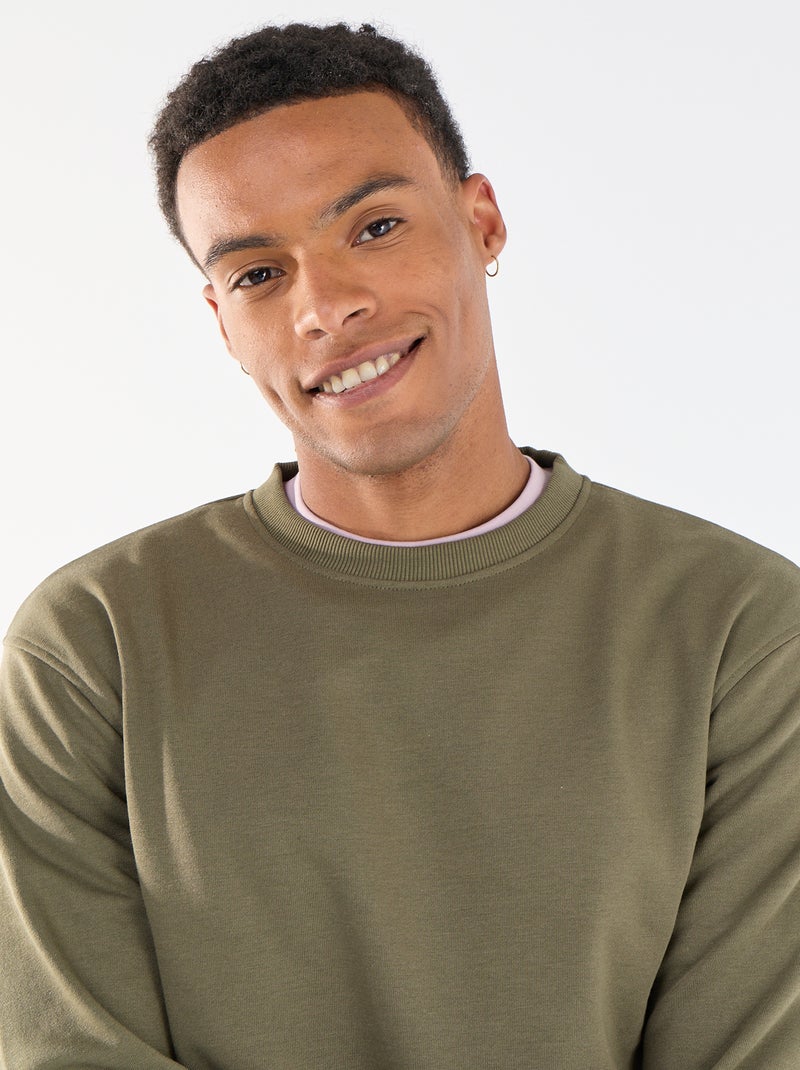 Sweat liso em French Terry Caqui - Kiabi