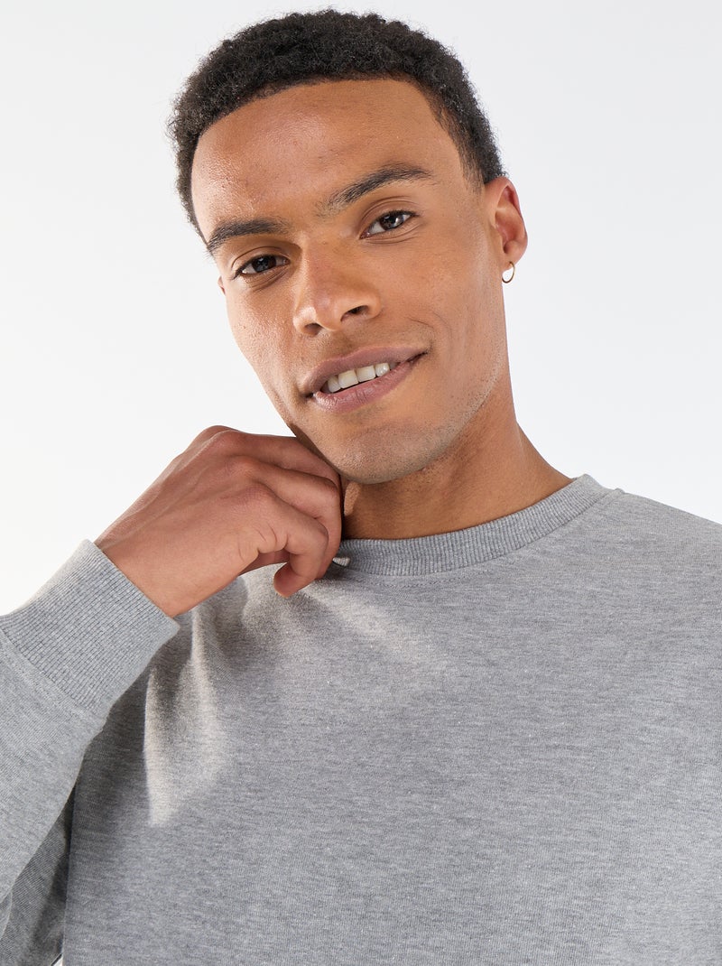 Sweat liso em French Terry Cinza - Kiabi