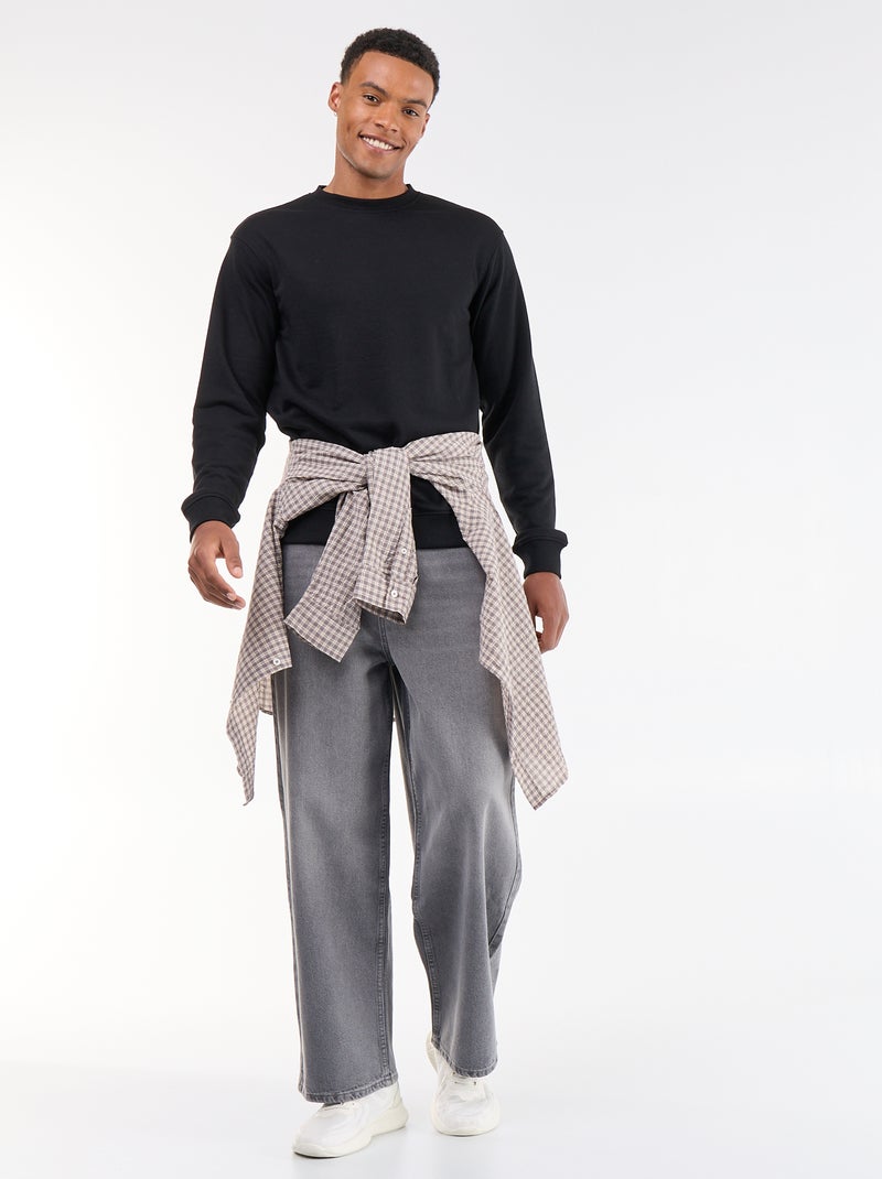 Sweat liso em French Terry Preto - Kiabi