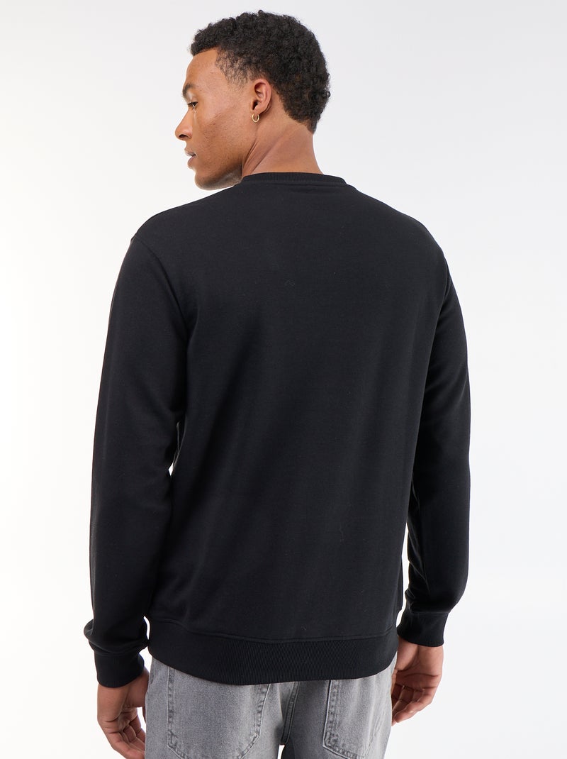 Sweat liso em French Terry Preto - Kiabi