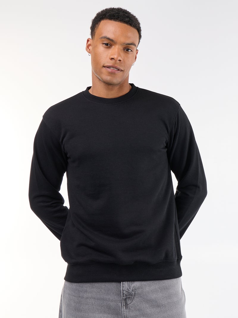 Sweat liso em French Terry Preto - Kiabi