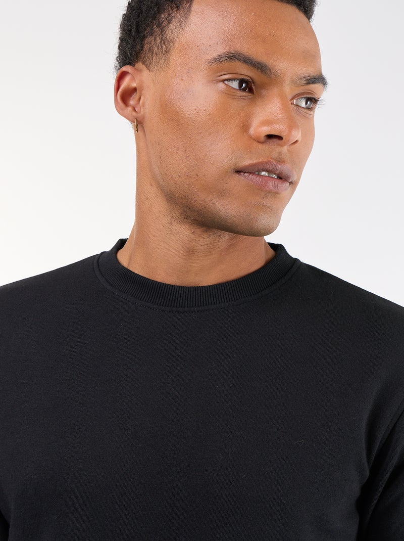 Sweat liso em French Terry Preto - Kiabi