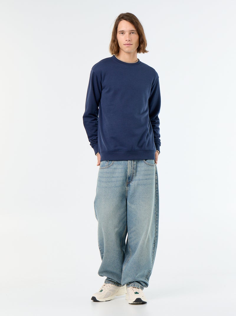 Sweat liso em French Terry Preto - Kiabi