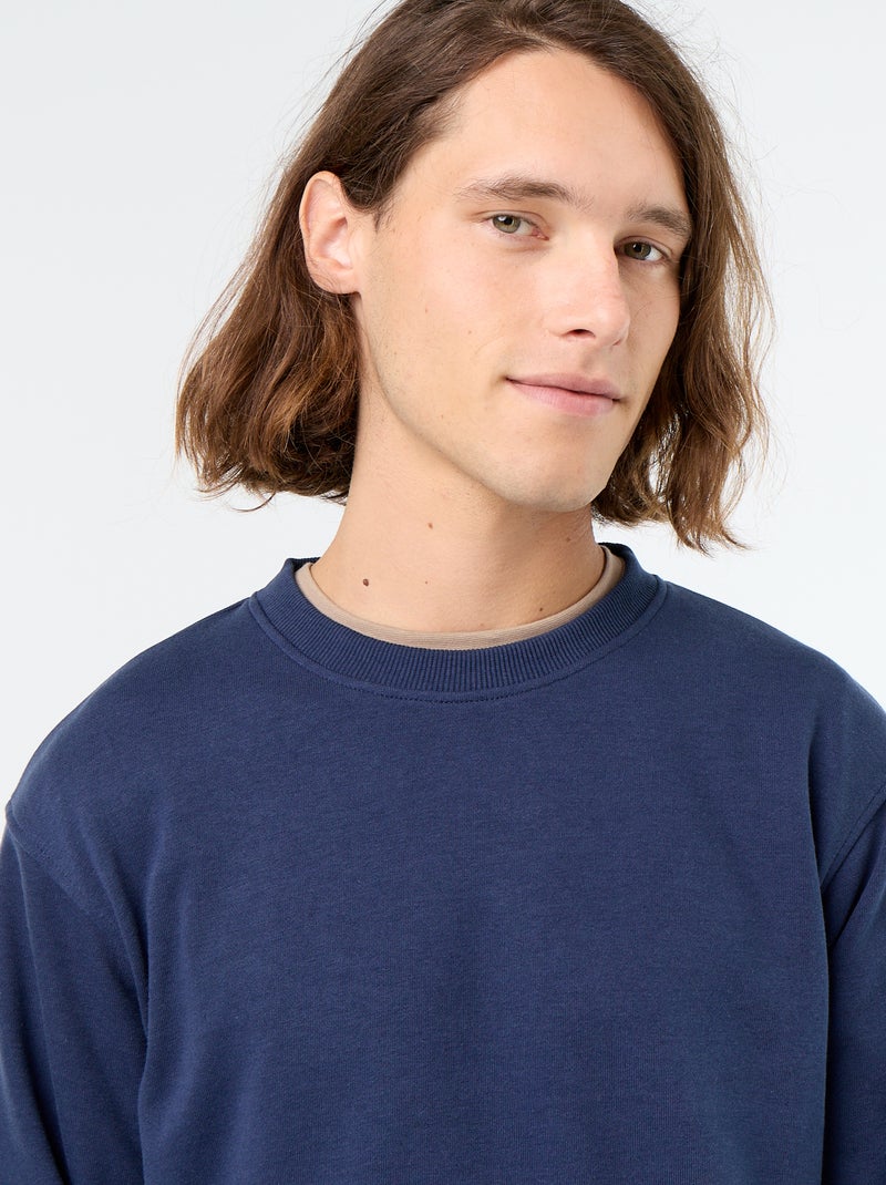 Sweat liso em French Terry Preto - Kiabi