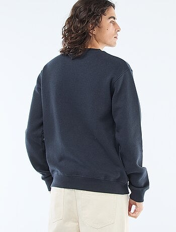 Sweatshirt liso em moletom com gola redonda