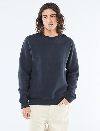 Sweatshirt liso em moletom com gola redonda