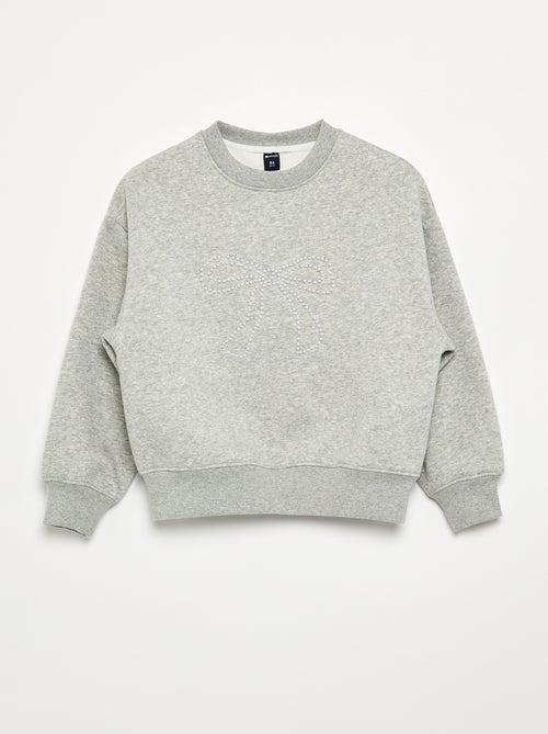 Sweat mesclada com motivos de pérolas - Kiabi