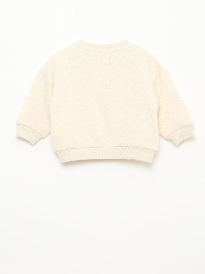 Sweat mesclado com interior em veludo suave Bege - Kiabi