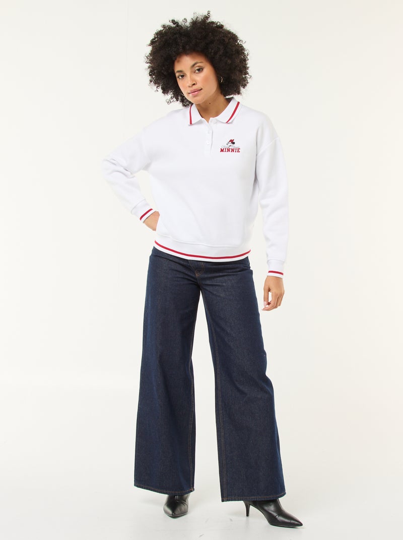 Sweat 'Minnie' 'Disney' com gola polo abotoada Branco - Kiabi
