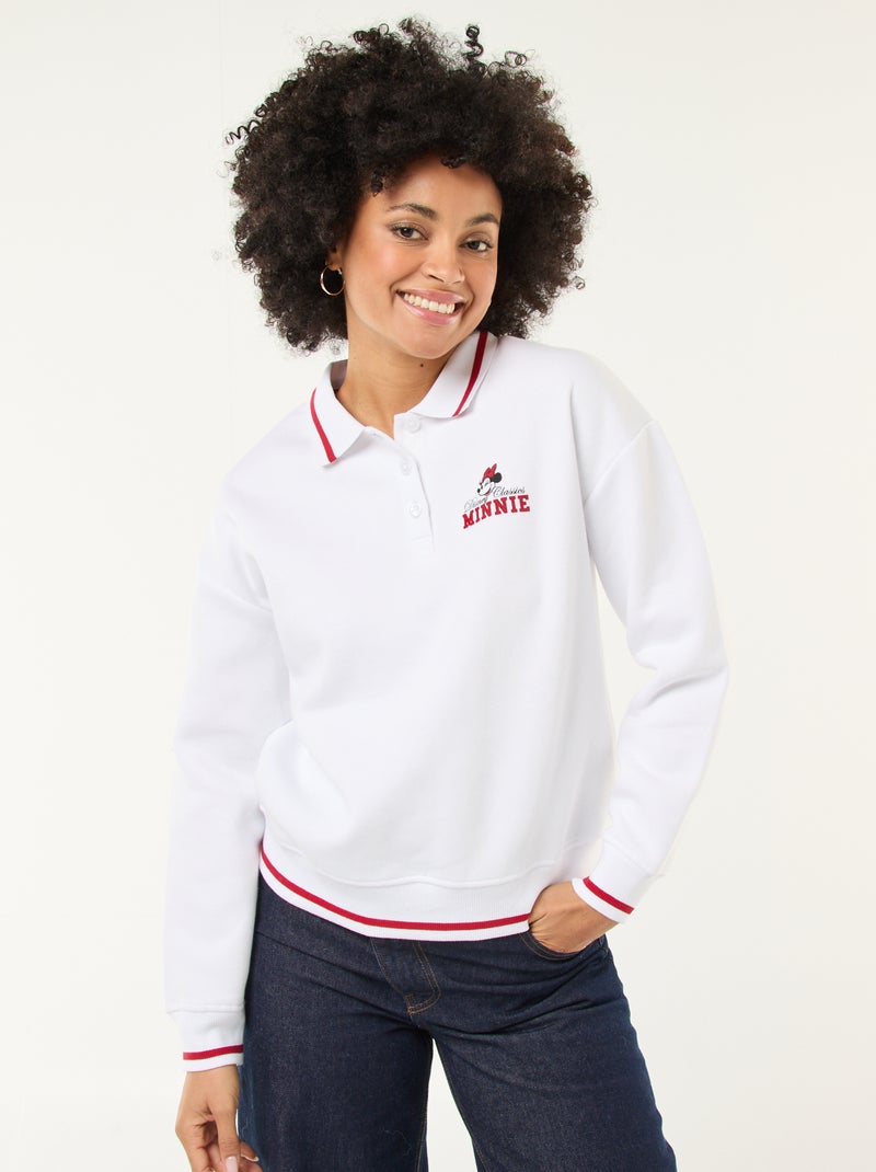 Sweat 'Minnie' 'Disney' com gola polo abotoada Branco - Kiabi