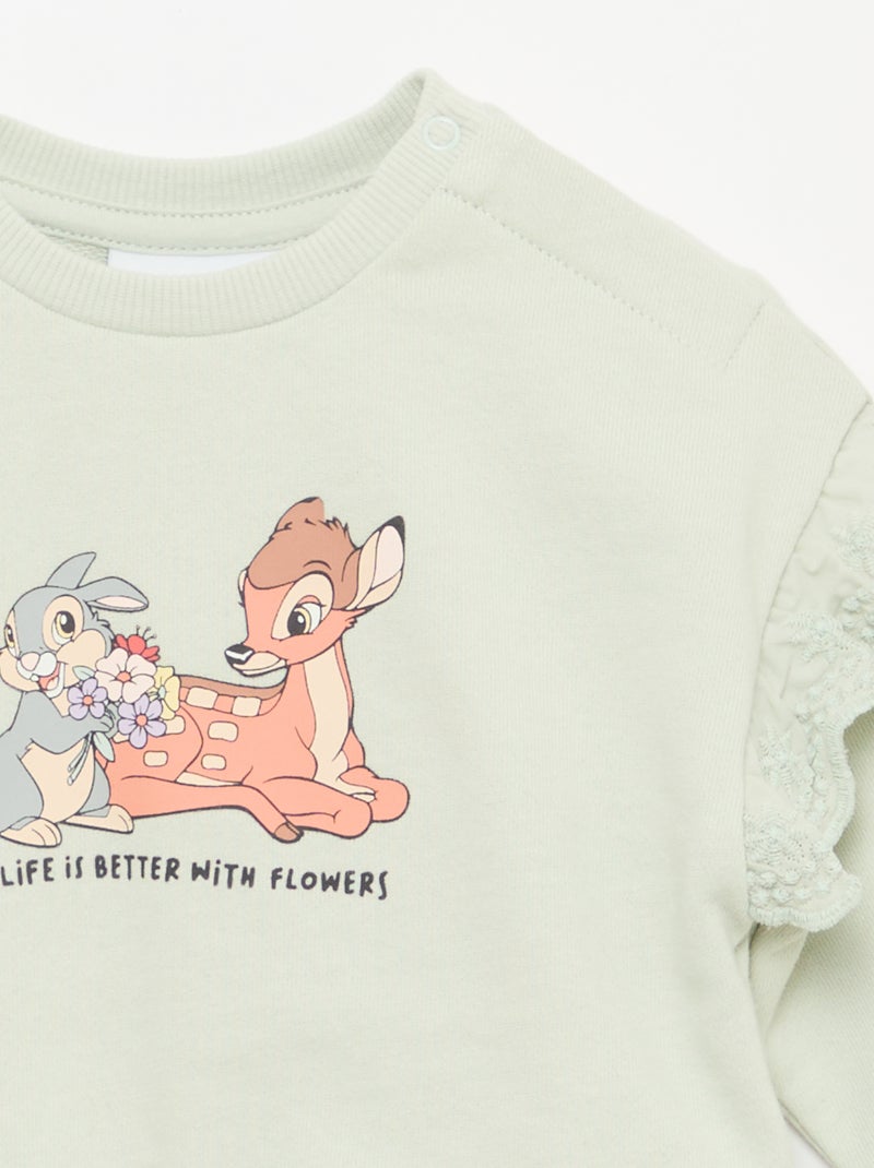 Sweat 'Minnie' 'Disney' de manga comprida com folhos bordados Verde - Kiabi