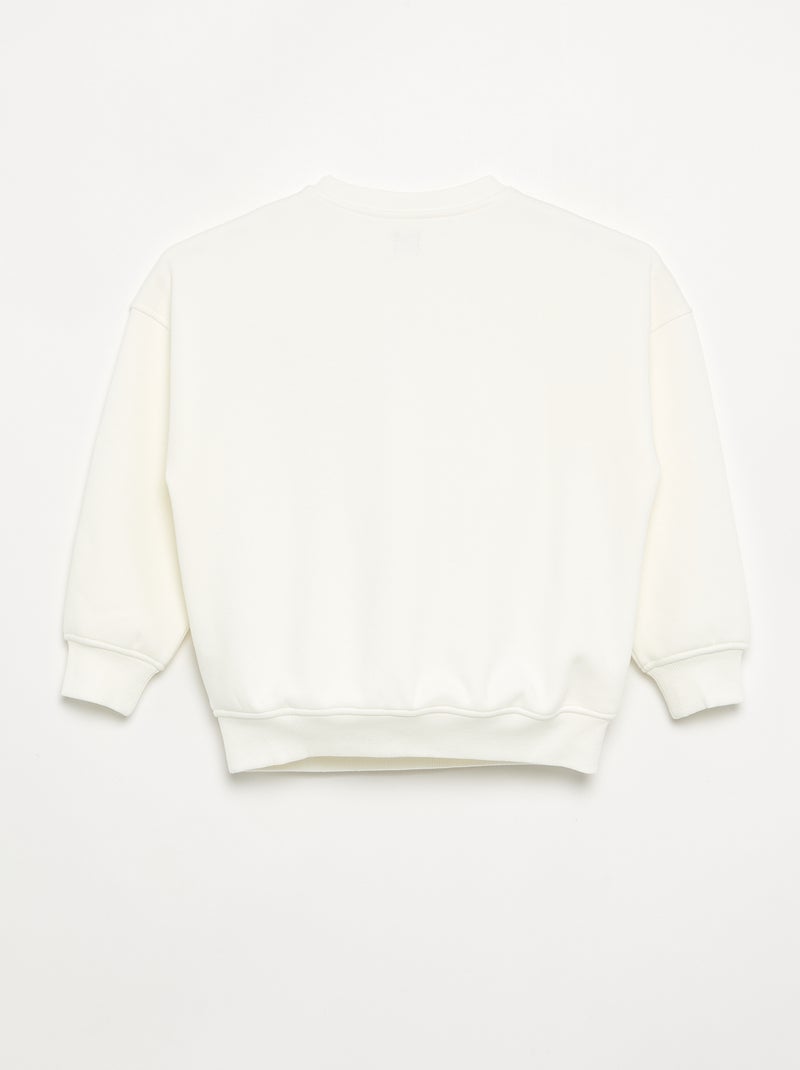 Sweat oversize com múltiplos patches Branco - Kiabi