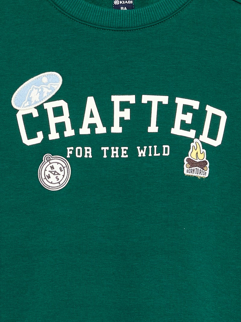 Sweat oversize com múltiplos patches Verde escuro - Kiabi