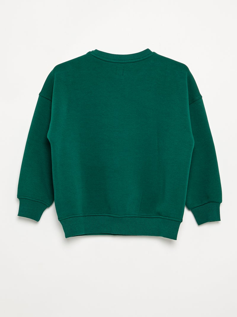Sweat oversize com múltiplos patches Verde escuro - Kiabi