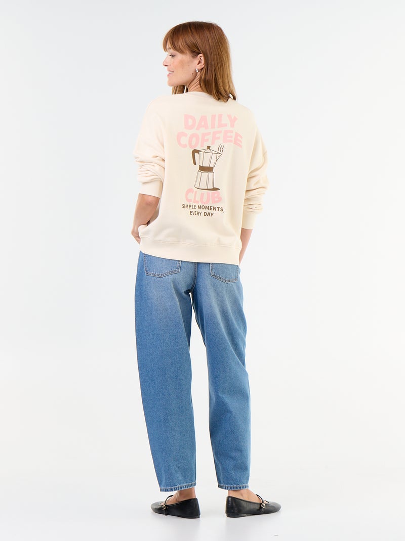 Sweat oversize estampado Bege - Kiabi