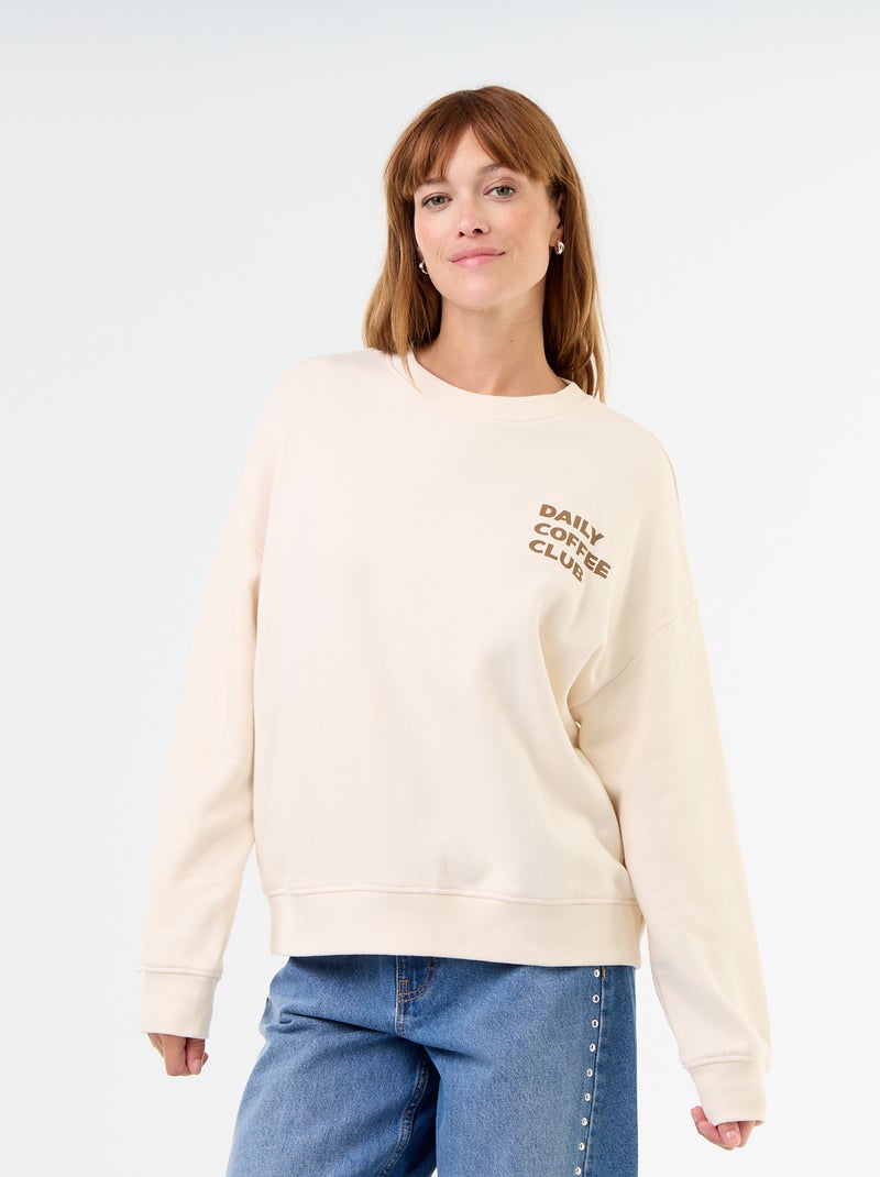 Sweat oversize estampado Bege - Kiabi