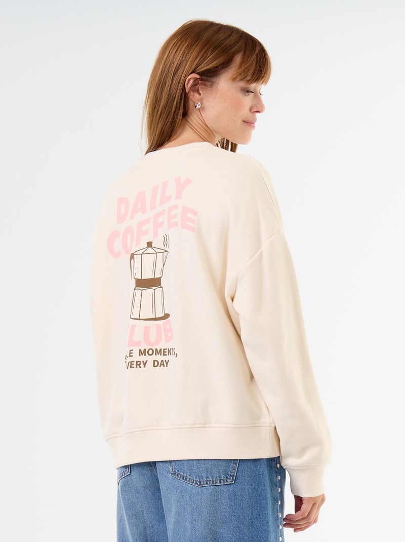 Sweat oversize estampado Bege - Kiabi