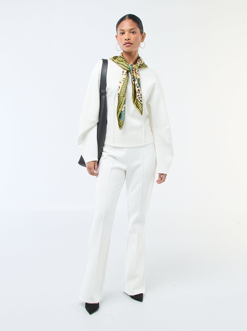 Sweat peplum com gola redonda Branco - Kiabi