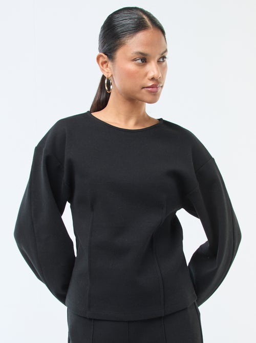 Sweat peplum com gola redonda - Kiabi