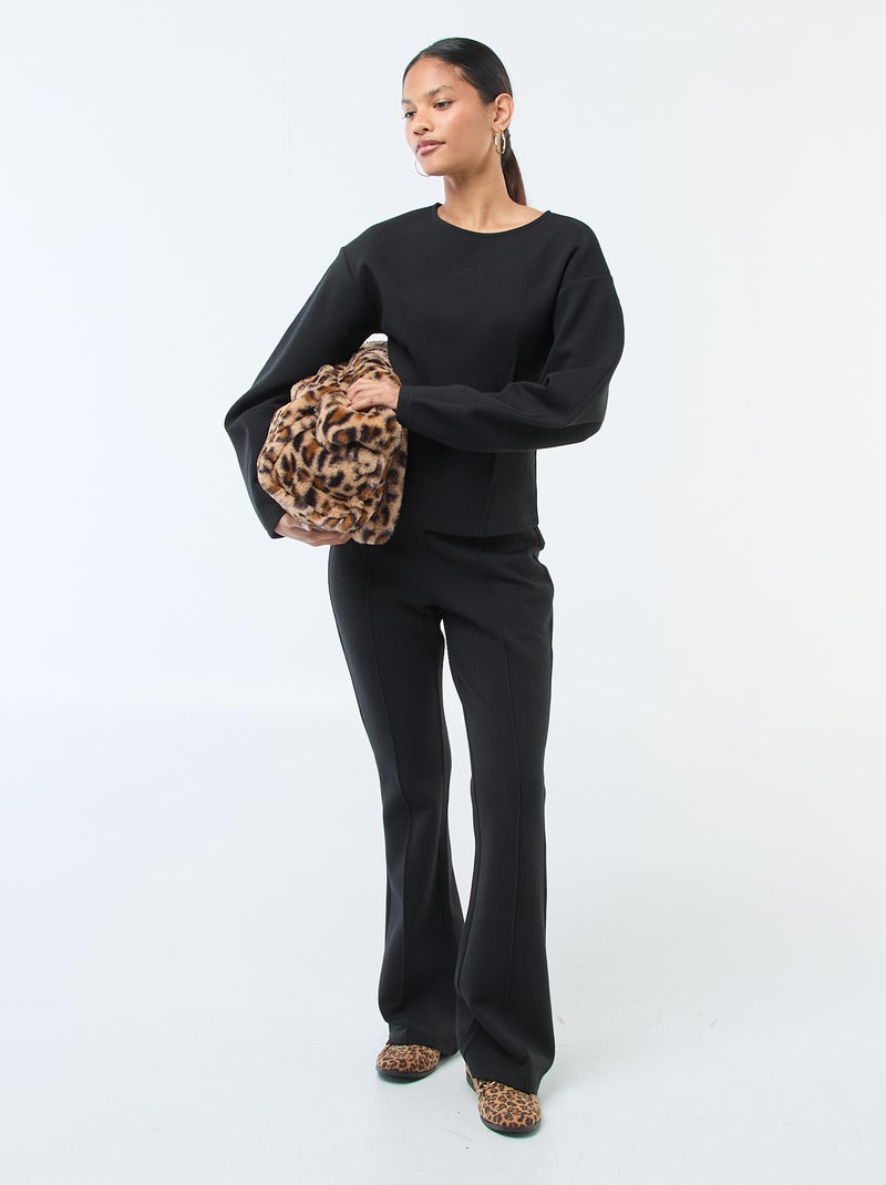 Sweat peplum com gola redonda Preto - Kiabi