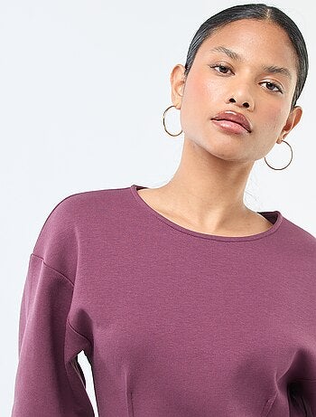 Sweat peplum com gola redonda