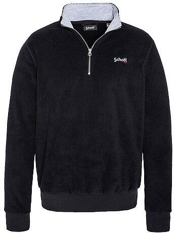 Sweat Polar Schott de Homem com Meio Fecho
