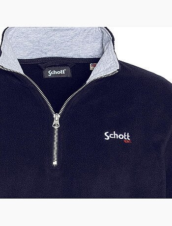 Sweat Polar Schott de Homem com Meio Fecho